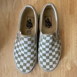 Sage green checkered Vans